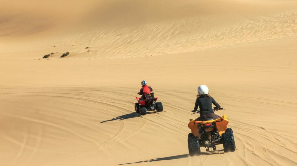 Quad biking on dunes, Namibia